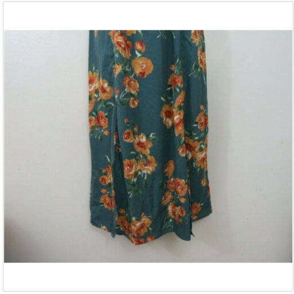 Lulus Short Sleeve Floral Midi Dress Green Cut Out - Picture 6 of 8